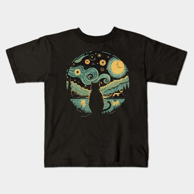 Artful Cat Kids T-Shirt by J3's Kyngs